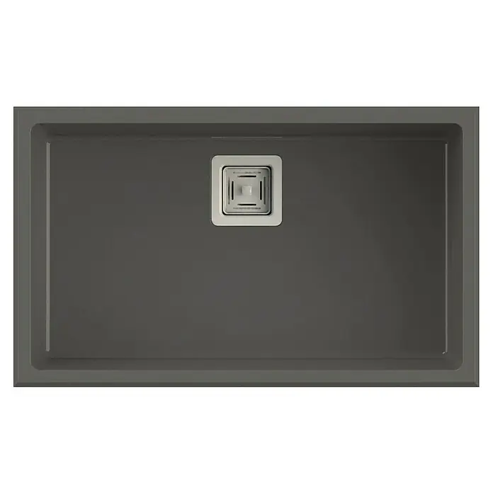 Poalgi Fregadero encastrable Zie 70 - 45 x 75 cm, Material compuesto, Número de cubetas: 1 ud., Gris - Fregadero de cocina gris con desagüe cuadrado. Diseño elegante para cocinas modernas, duradero y fácil de mantener.