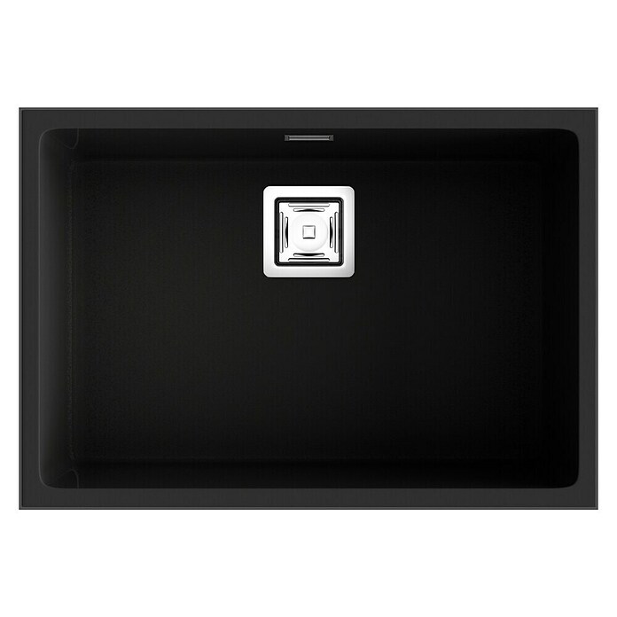 Poalgi Fregadero encastrable Zie 60 (45 x 65 cm, Material compuesto, Negro, Brillante) | BAUHAUS