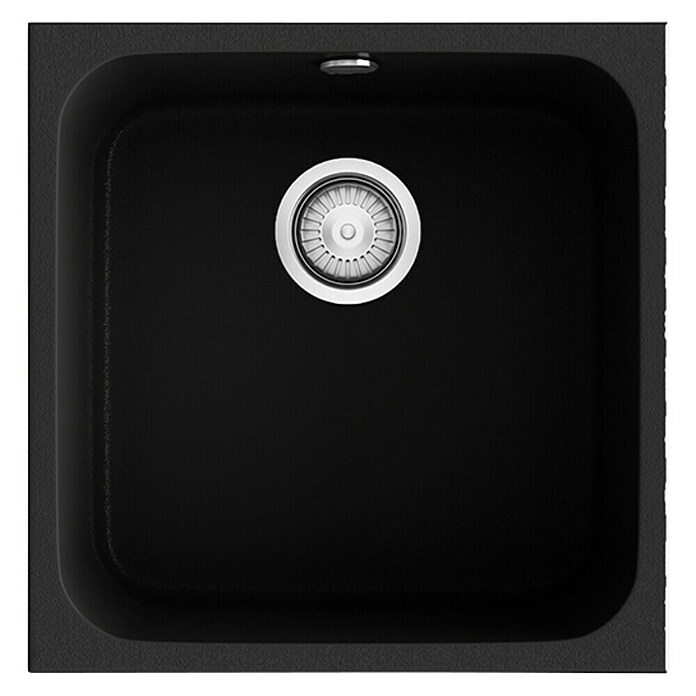 Poalgi Fregadero encastrable Gandía Soft 40 (44,5 x 44 cm, Material compuesto, Negro, Brillante) | BAUHAUS