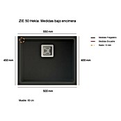 Poalgi Fregadero encastrable Zie Soft 50 (45 x 55 cm, Material compuesto, Gris, Brillante) | BAUHAUS