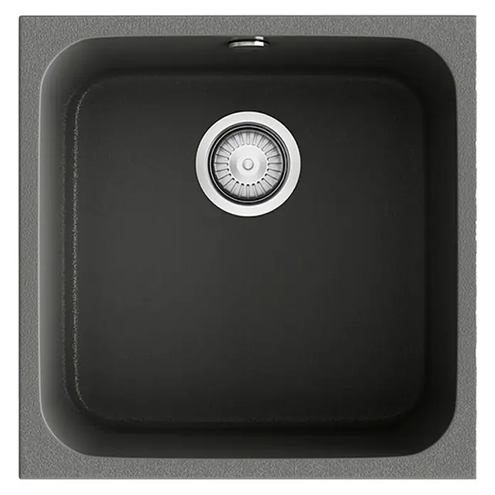 Poalgi Fregadero encastrable Gandía Soft 40 - 44,5 x 44 cm, Material compuesto, Concret, Brillante - Fregadero de cocina de granito negro con un diseño moderno. Ideal para cualquier cocina moderna y fácil de limpiar.