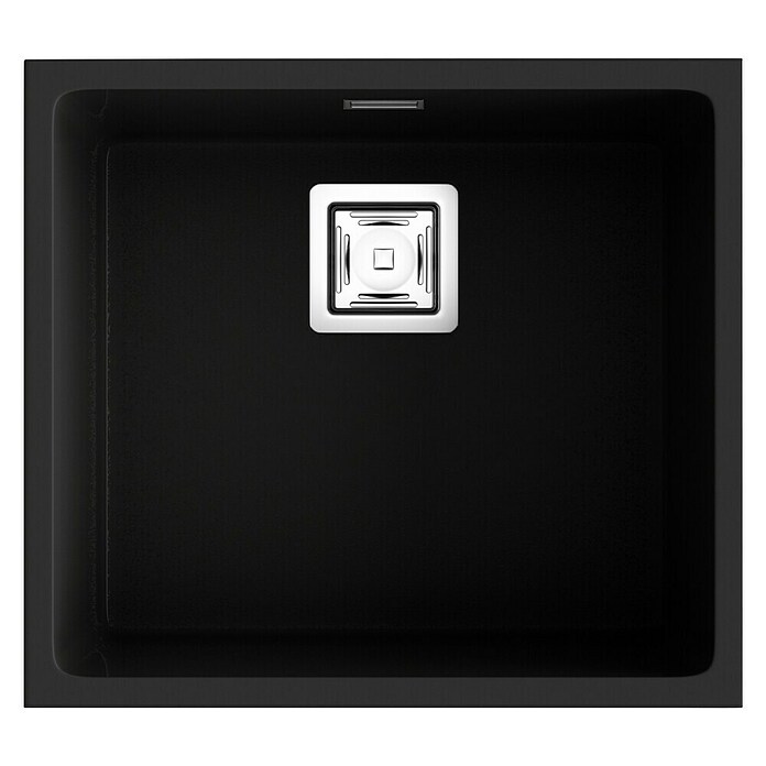 Poalgi Fregadero encastrable Zie 45 (45 x 50 cm, Material compuesto, Negro, Brillante) | BAUHAUS