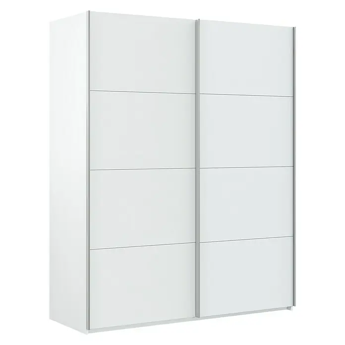 Armario de puertas correderas Arya - L x An x Al: 60 x 150 x 200 cm, Blanco Artik - Armario moderno con puertas correderas en blanco para un almacenamiento elegante en el dormitorio.