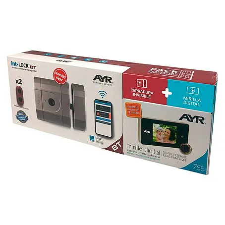 AYR  Set de cerradura electrónica int-LOCK BT + mirilla digital Cromada