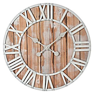 Reloj de pared redondo números romanos Madera (Blanco, Diámetro: 60 cm)