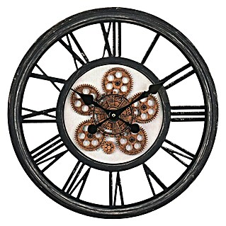 Reloj de pared redondo números romanos (Negro, Diámetro: 50 cm)