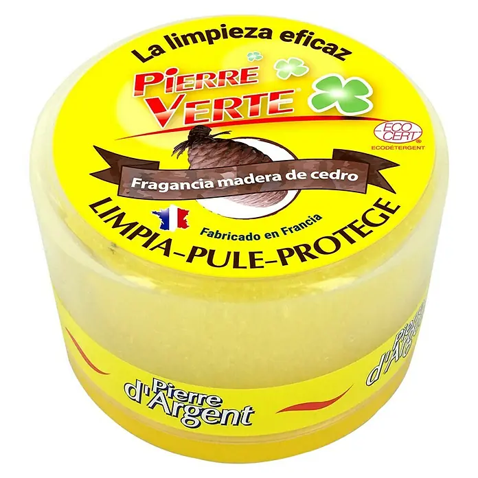 Esponja de limpieza manual Pierre Verte - Cedro, 200 g - El producto es Pierre Verte, un limpiador eficaz con aroma a madera de cedro, fabricado en Francia.