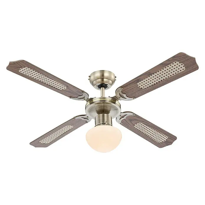 Voltomat Deckenventilator - Braun, 106,6 cm, 60 W - Ein Deckenventilator mit vier Flügeln und einer integrierten Lampe in der Mitte, ideal für Wohn- und Schlafräume.