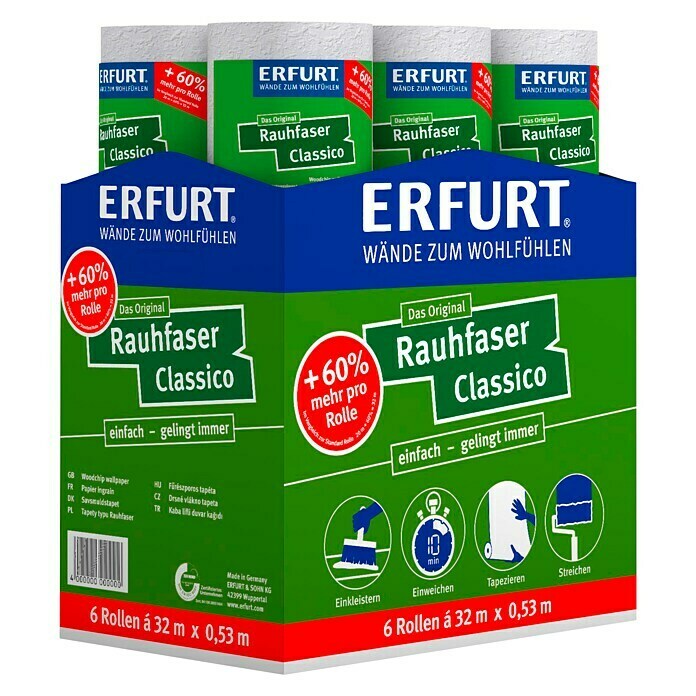 Erfurt Classico Raufasertapete 60 Jahre BAUHAUS (Korngröße: Mittel, 32 x 0,53 m, Weiß)