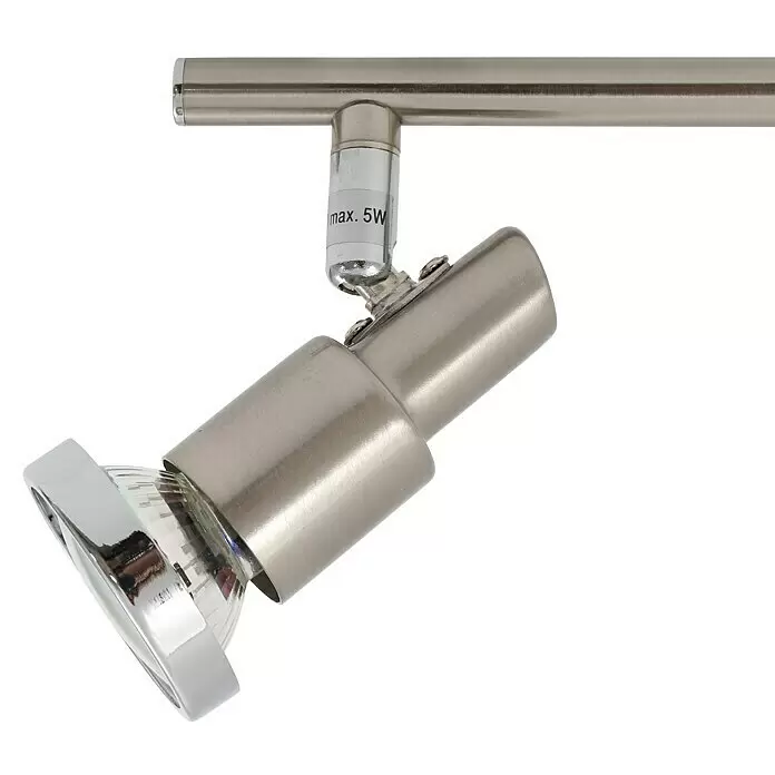 Tween Light LED-Deckenstrahler - 3 W, L x B x H: 475 x 80 x 120 mm, Nickel matt, Anzahl Leuchtmittel: 3 Stk. - Verstellbarer Schienenstrahler aus gebürstetem Nickel, mit sichtbarer Glühbirne und Chromring, beschriftet max. 5W.