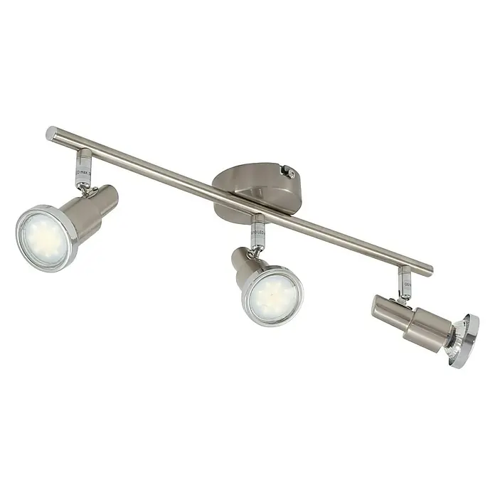 Tween Light Regleta LED - 3 W, L x An x Al: 475 x 80 x 120 mm, Níquel mate, Número de bombillas: 3 ud. - Lámpara de techo con tres focos. La lámpara tiene un diseño moderno y está hecha de metal.