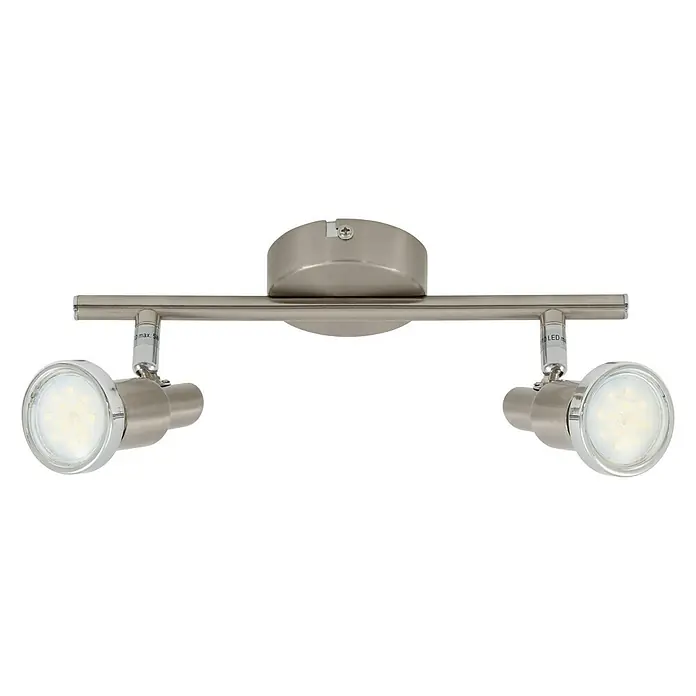 Tween Light Regleta LED - 3 W, L x An x Al: 275 x 80 x 120 mm, Níquel mate, Número de bombillas: 2 ud. - Lámpara de pared o techo con dos focos LED en acabado de níquel cepillado. Los focos ajustables proporcionan iluminación enfocada.