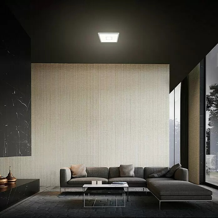 Tween Light LED-Deckenleuchte Montella eckig - 12 W, L x B x H: 19 x 19 x 2,8 cm, Weiß/Silber, Eckig - Stimmungsaufnahme