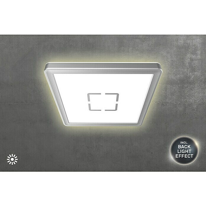 Tween Light LED-Deckenleuchte Montella eckig (12 W, L x B x H: 19 x 19 x 2,8 cm, Weiß/Silber, Eckig) | BAUHAUS