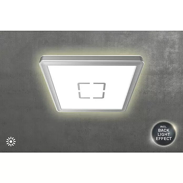 Tween Light LED-Deckenleuchte Montella eckig - 12 W, L x B x H: 19 x 19 x 2,8 cm, Weiß/Silber, Eckig - Stimmungsaufnahme