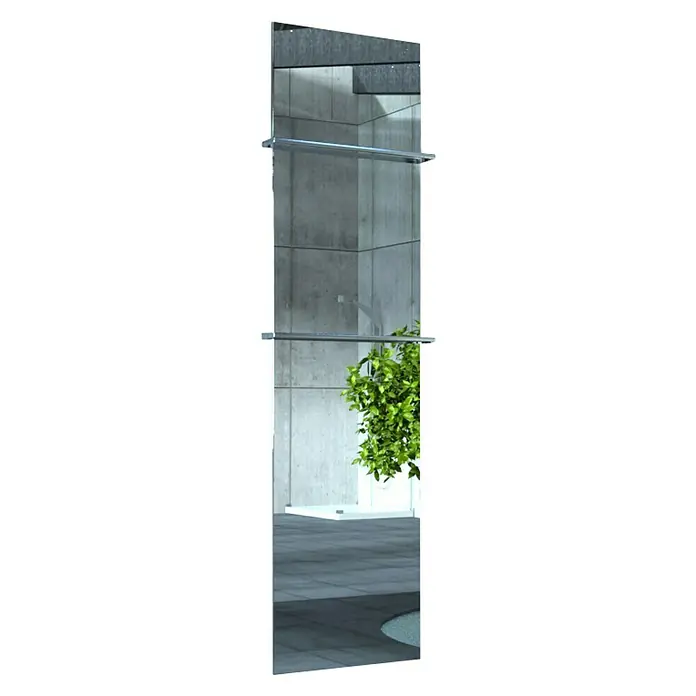 Szagato Designheizkörper Manhattan 3 - B x H: 470 x 1.800 mm, Wärmeleistung bei Vorlauftemperatur von 75 °C (D: 50): 1.118 W - Schlanker Wandspiegel mit zwei horizontalen Stangen, der eine moderne und minimalistische Ästhetik bietet.
