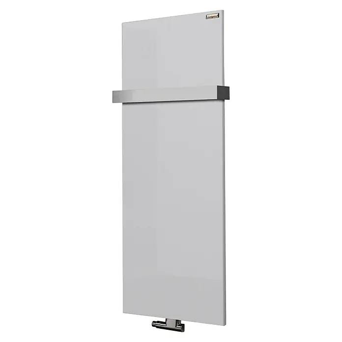 Szagato Designheizkörper Manhattan 2 - B x H: 470 x 1.200 mm, Wärmeleistung bei Vorlauftemperatur von 75 °C (D: 50): 799 W, Weiß, Mit 1 Handtuchhalter (50 mm) - Ein elegantes, weißes Paneelheizkörper mit Handtuchhalter, das modernes Design und Funktionalität für Ihr Badezimmer vereint.