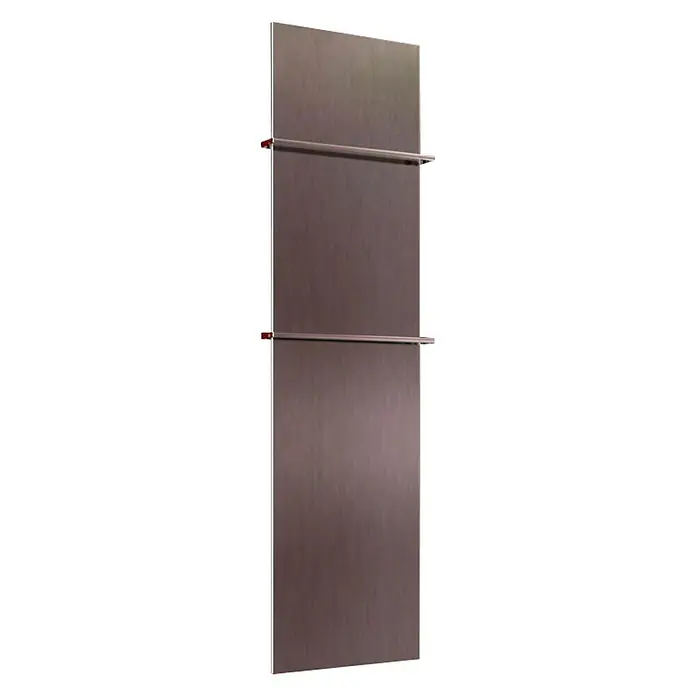 Szagato Designheizkörper Manhattan 3 - B x H: 470 x 1.800 mm, Wärmeleistung bei Vorlauftemperatur von 75 °C (D: 50): 1.118 W, Edelstahl matt, Mit 2 Handtuchhalter (15 mm) - Vertikaler Heizkörper mit zwei Handtuchhaltern. Moderne Heizlösung für Badezimmer, aus Metall gefertigt.