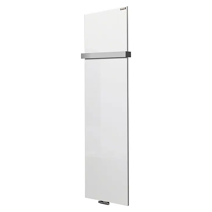 Szagato Designheizkörper Manhattan 3 - B x H: 470 x 1.800 mm, Wärmeleistung bei Vorlauftemperatur von 75 °C (D: 50): 1.118 W, Weiß, Mit 1 Handtuchhalter (50 mm) - Weißer Heizkörper mit Handtuchhalter, ein elegantes Design für moderne Badezimmer, das Funktionalität und Ästhetik vereint.\n