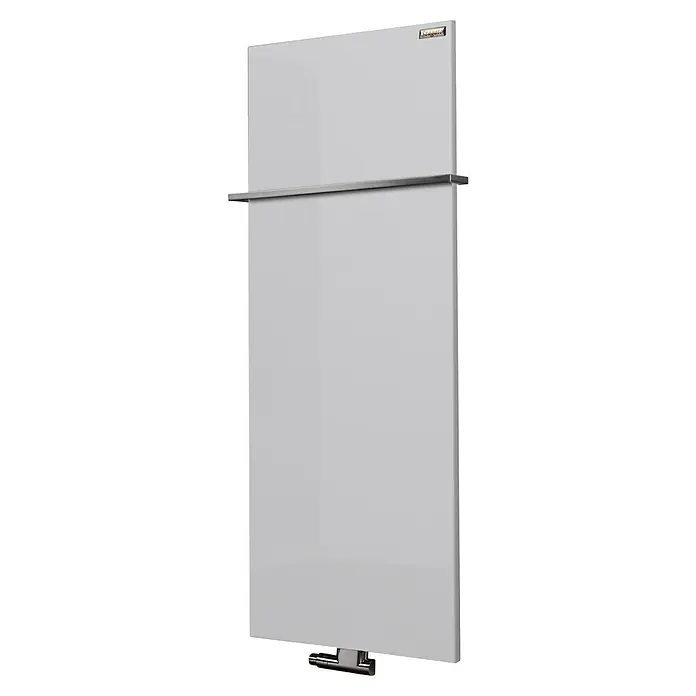 Szagato Designheizkörper Manhattan 2 - B x H: 470 x 1.200 mm, Wärmeleistung bei Vorlauftemperatur von 75 °C (D: 50): 799 W, Weiß, Mit 1 Handtuchhalter (15 mm) - Weiße Designo Heizkörper mit Handtuchhalter und minimalistischem Design für moderne Badezimmer, für komfortable Wärme und stilvolle Optik.