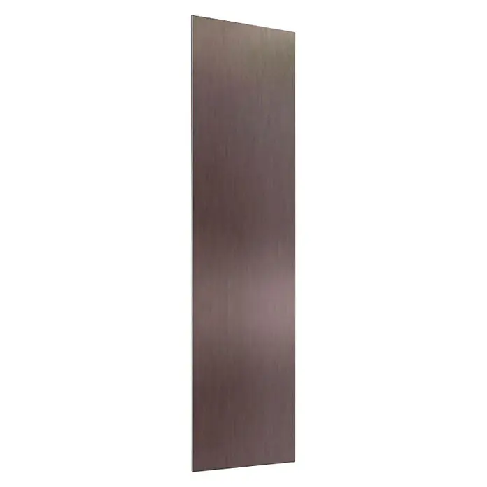 Szagato Designheizkörper Manhattan 3 - B x H: 470 x 1.800 mm, Edelstahl matt, Ohne Handtuchhalter - Ein hochformatiges, glattes, metallisch schimmerndes Paneel in einem dunklen Farbton, ideal für moderne Inneneinrichtungen.