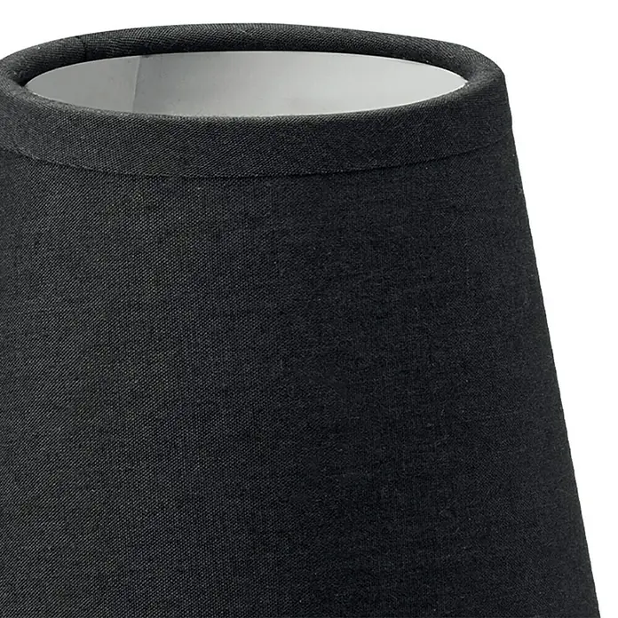 Home Sweet Home Lampenschirm Largo - Ø x H: 11 x 11 cm, Night Black, Stoff, Rund - Nahaufnahme eines Lampenschirms aus schwarzem Stoff mit weißer Innenseite, der ein modernes und schlichtes Design zeigt.