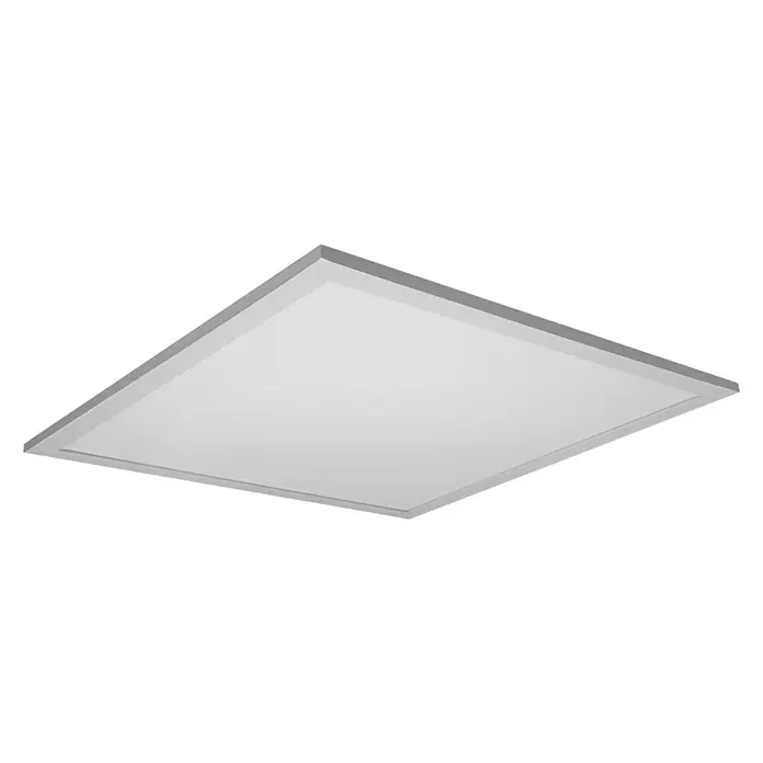 Ledvance Smart+ LED-Panel Planon PlusL x B x H: 45 x 45 x 5,6 cm, Weiß, RGBW - Das Bild zeigt eine moderne LED-Deckenleuchte mit einem schlanken, quadratischen Design und einer gleichmäßigen Ausleuchtung.