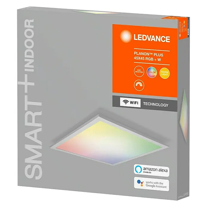 Ledvance Smart+ LED-Panel Planon PlusL x B x H: 45 x 45 x 5,6 cm, Weiß, RGBW - Das LEDVANCE Planon Plus 45x45 RGB + W Smart Indoor Panel für smarte Beleuchtung mit WLAN-Technologie und Sprachsteuerung.