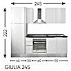 Küchenzeile Giulia (Breite: 245 cm, Anschlag links, Weiß)