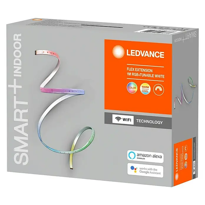 Ledvance Smart+ WiFi LED-Band Flex Erweiterung - Länge: 1 m, RGB - Das LEDVANCE Smart+ Indoor Flex Extension Lichtband in der Verpackung, ideal für stimmungsvolle Beleuchtung mit Farbwechsel und tunable White Funktion.