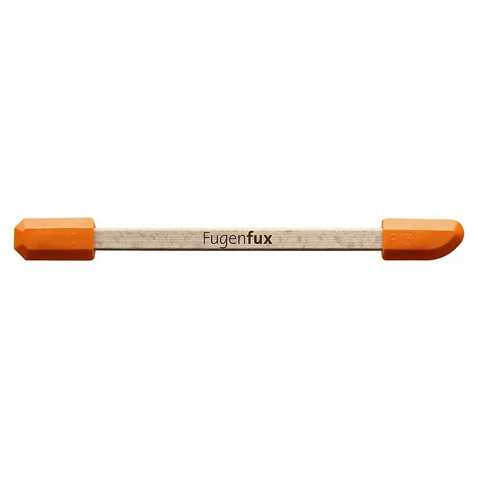 Heka Fugenglätter Fugenfux 5 in 1 - Passend für: Fugenbreite 6,3/8,3/10/13/20 mm - Fugenmörtel Fugenbündiger mit orangefarbenen Griffen und dem Namen FugenfuX für perfekte Fugen.