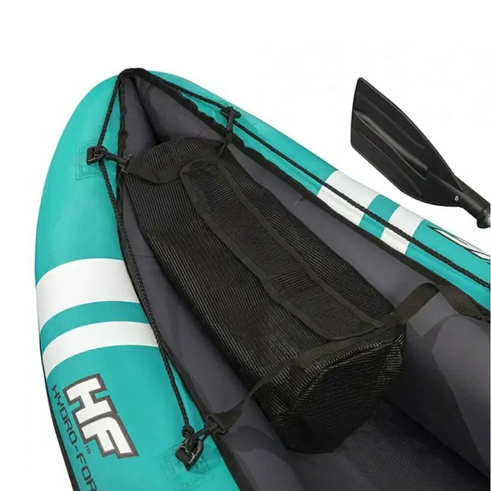 Bestway Hydro Force Kayak Ventura - Plástico, Turquesa - Primer plano del kayak Hydro-Force, mostrando el asiento y el remo, ideal para aventuras acuáticas.