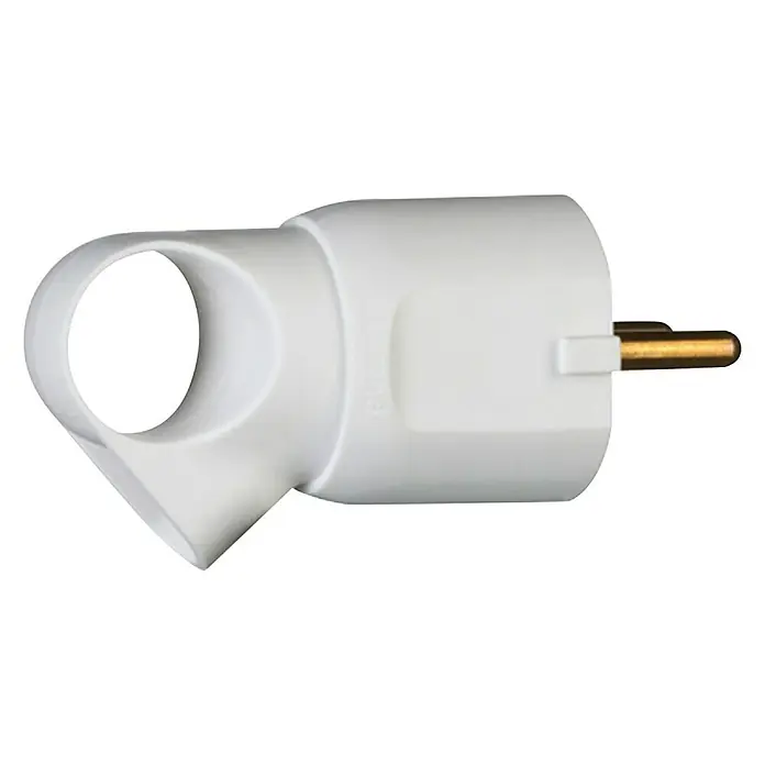 Legrand Schutzkontaktstecker - Weiß, Kunststoff, IP20 - Ein weißer Steckeradapter mit Ringgriff und zwei Pins für eine einfache Handhabung und Stromversorgung Ihrer Geräte.