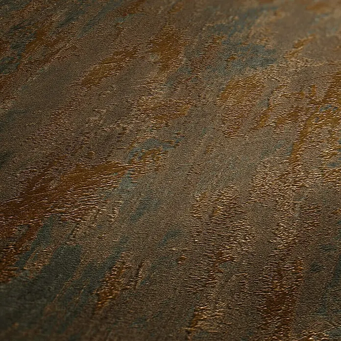 A.S. Création Elements Vliestapete Patina - Braun/Kupfer, Metalloptik, 10,05 x 0,53 m - Nahaufnahme einer strukturierten Oberfläche in Braun- und Grautönen, die eine rustikale und vielseitige Textur für verschiedene Anwendungen bietet.