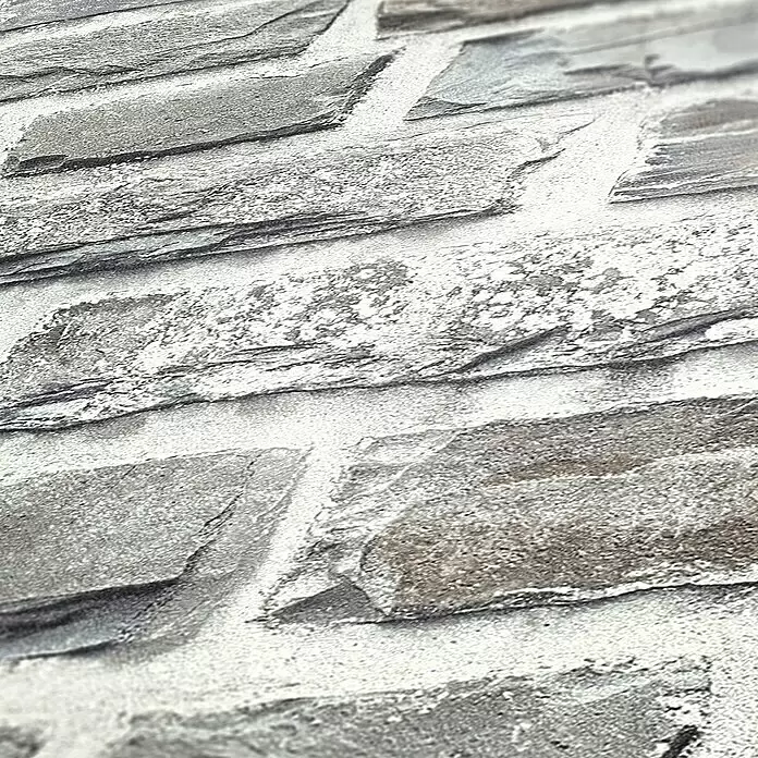 A.S. Création Elements Vliestapete Steine - Grau/Creme, Steinoptik, 10,05 x 0,53 m - Detailaufnahme
