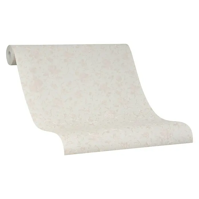 Marburg Home Classic Belvedere Vliestapete Allover-Ranke - Dunkelbeige, Floral, 10,05 x 0,53 m - Nahaufnahme einer Rolle mit creme-farbener floraler Tapete. Perfekt für elegante Akzente in jedem Raum.
