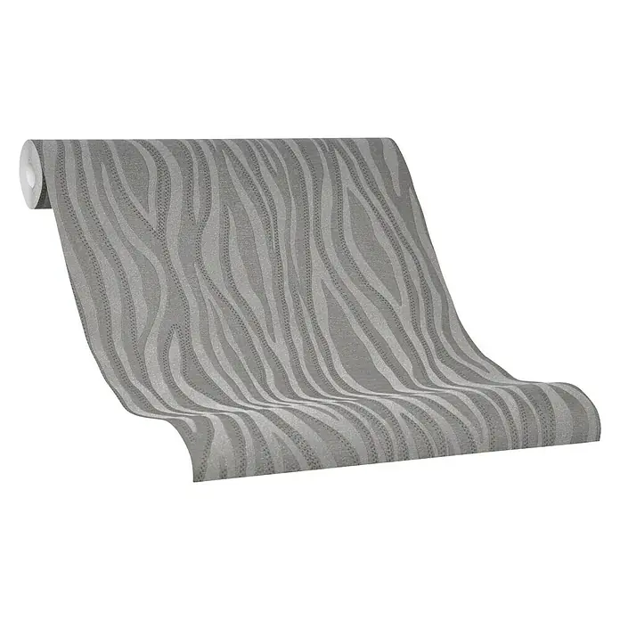 Marburg Casual Vliestapete Zebramotiv - Anthrazit, Tieroptik, 10,05 x 0,53 m - Eine Rolle graue Tapete mit einem stilvollen Zebramuster, perfekt für eine moderne Raumgestaltung und eine elegante Atmosphäre.
