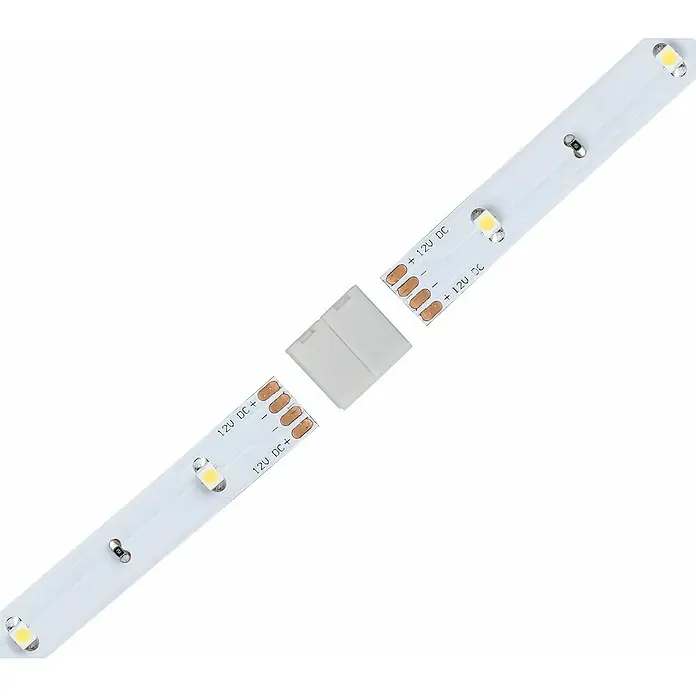 Paulmann Conector clip-to-clip YourLED ECO - 14 x 13,5 x 6 mm, Plástico - Conector de tira LED: Primer plano de dos tiras LED y un conector en el medio para una fácil instalación.