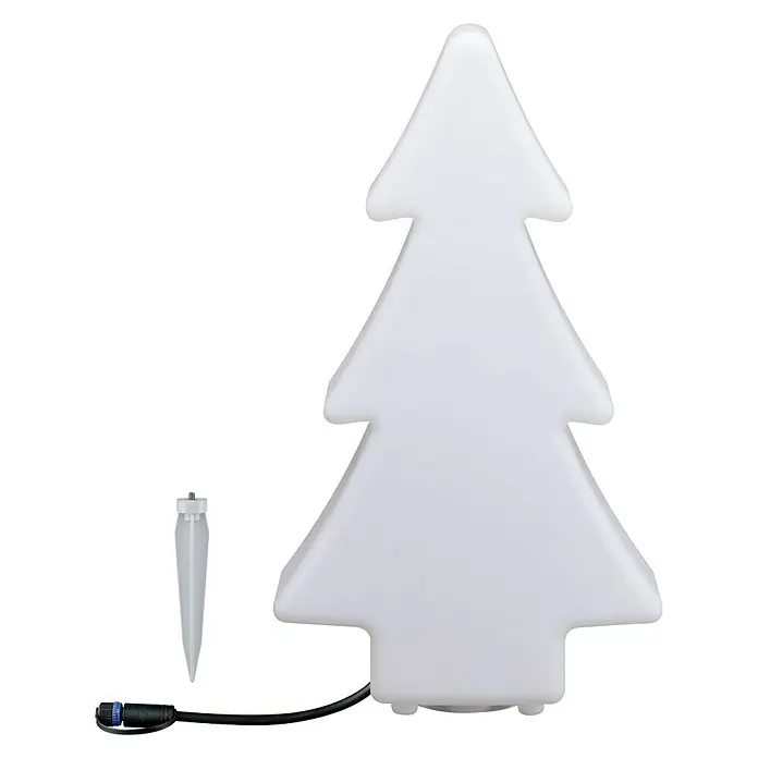 Paulmann Plug & Shine Lámpara LED decorativa exterior - Blanco, L x An x Al: 14 cm x 28 mm x 49 cm - Luz blanca de árbol de Navidad con estaca de tierra y cable, ideal para decoraciones festivas interiores y exteriores.