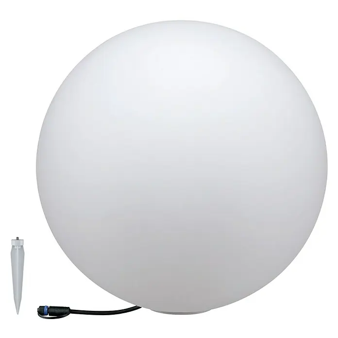 Paulmann Plug & Shine Aplique para exterior LED Globo - Diámetro: 50 cm, x 1, Blanco cálido, IP67 - Lámpara esférica blanca con estaca de tierra y cable de conexión, ideal para jardines. Crea iluminación ambiental exterior.