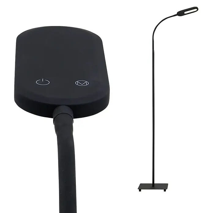 Briloner LED-Stehleuchte - Höhe: 128 cm, Schwarz - Schwarze Stehlampe mit LED-Beleuchtung und Touch-Bedienfeld für flexible Lichtanpassung. Moderne Beleuchtungslösung für jeden Raum.