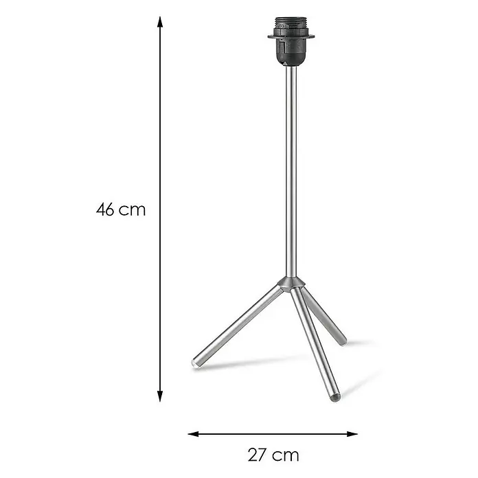 Home Sweet Home Karma Lampenfuß - 60 W, Höhe: 46 cm, Stahl matt, Stahl, E27 - Lampe mit Stativfuß, 46 cm hoch und 27 cm breit, ideal als minimalistische Lichtquelle für jeden Raum.