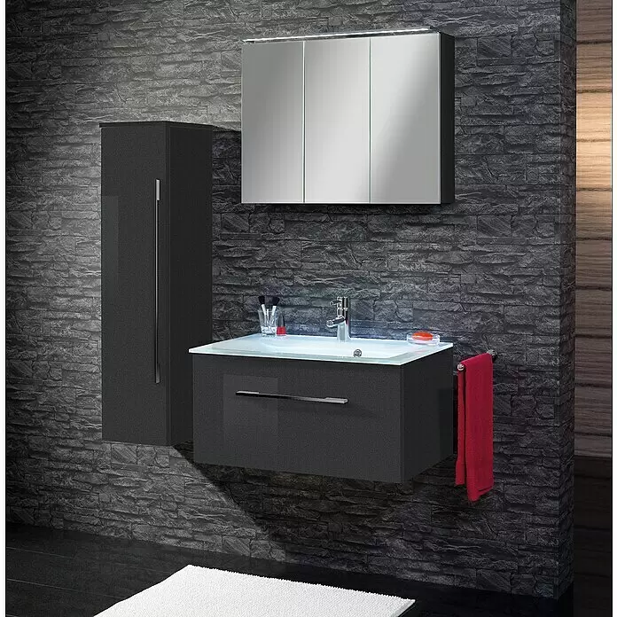 Camargue Stella LED-Spiegelschrank - B x H: 80 x 68,4 cm, Mit Beleuchtung, Grafit - Stimmungsaufnahme