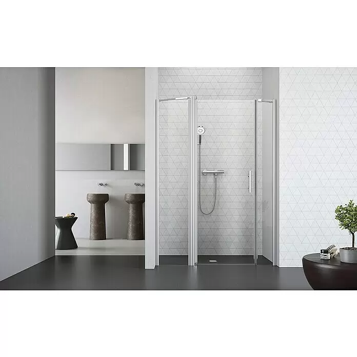 Camargue Vario Nischendusche S2+S16+S17 - 160 x 195 cm, Beschichtet, Silber, 6 mm - Stimmungsaufnahme