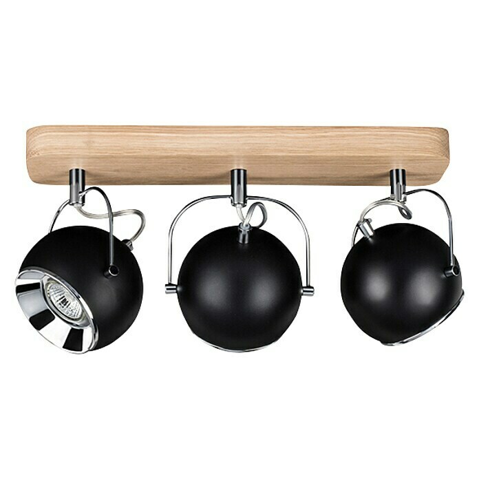 Spotlight Deckenstrahler Ball Wood (5 W, L x B x H: 42 x 11 x 21 cm, Weiß, Schwarz, GU10) | BAUHAUS