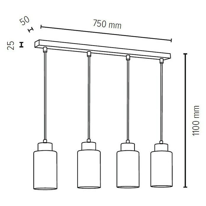 Spotlight Pendelleuchte Bosco60 W, L x B x H: 75 x 9,5 x 110 cm, Geölte Eiche/Transparent/Weiß, E27 Sketch