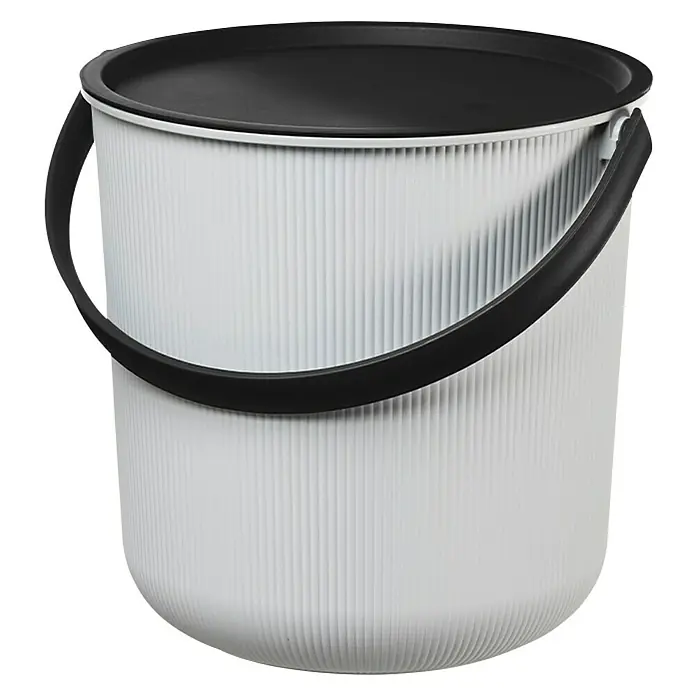 Eimer Akita - L x B x H: 277 x 271 x 258 mm, 10 l, Grau - Dieser Eimer mit Deckel ist perfekt für Reinigung und Aufbewahrung, dank seines robusten Designs und praktischen Tragegriffs.