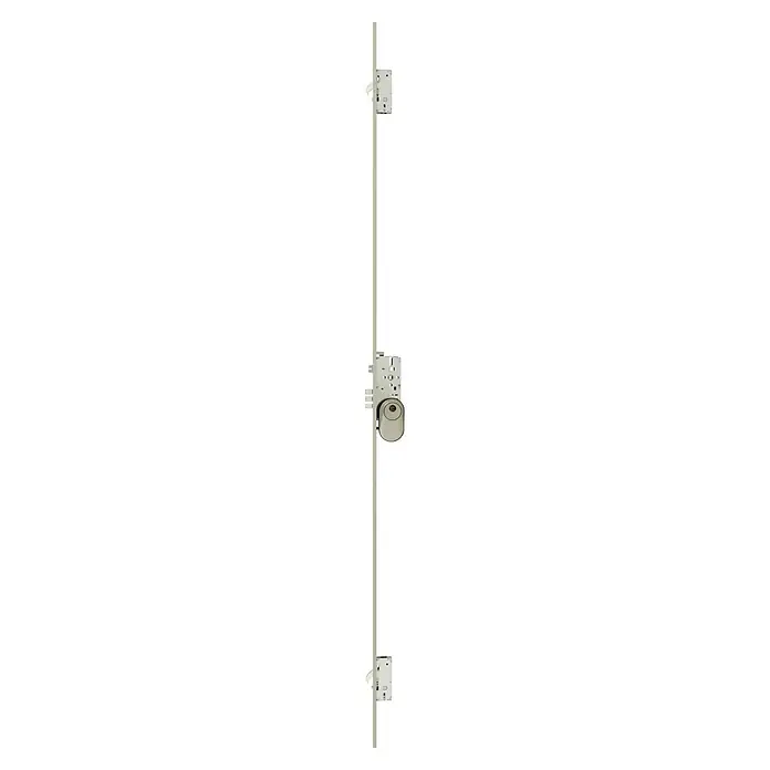 MCM Cerradura de embutir de puerta de entrada 30/30 - Esmaltado, Oro, Anchura placa: 70 mm - Barra de ducha con soporte ajustable y jabonera en foco, ideal para un diseño de ducha flexible, en la imagen.