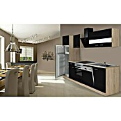 Respekta Composición de cocina (Ancho: 280 cm, Con dispositivos eléctricos, Negro)