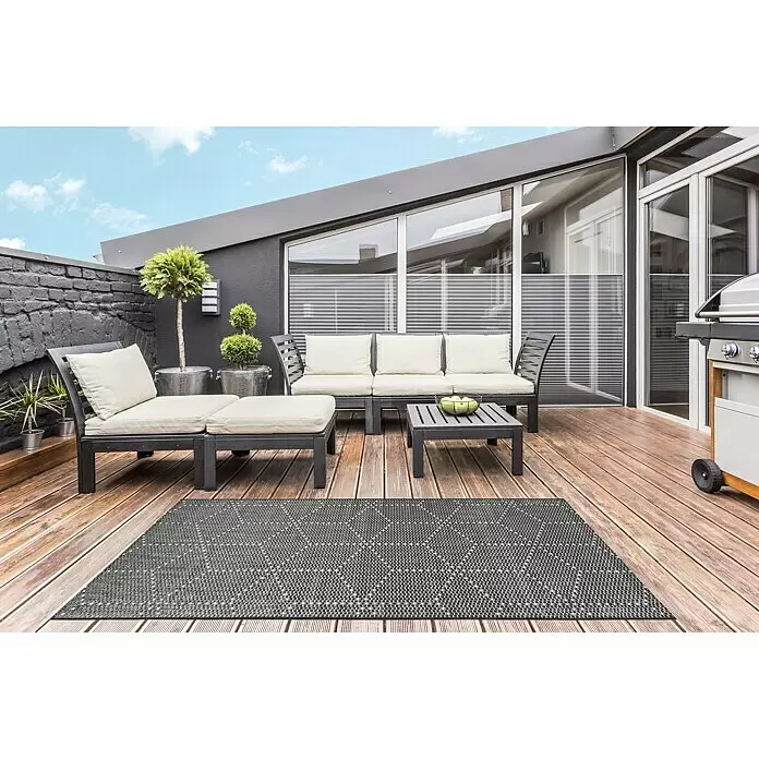 Outdoor-Teppich Planus - Anthrazit, 230 x 160 cm, 100 % Polypropylen - Stimmungsaufnahme
